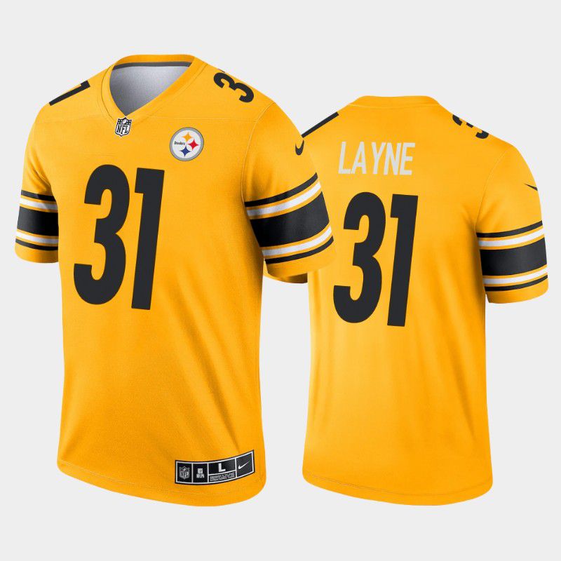 Men Pittsburgh Steelers 31 Justin Layne Nike Gold Inverted Legend NFL Jersey